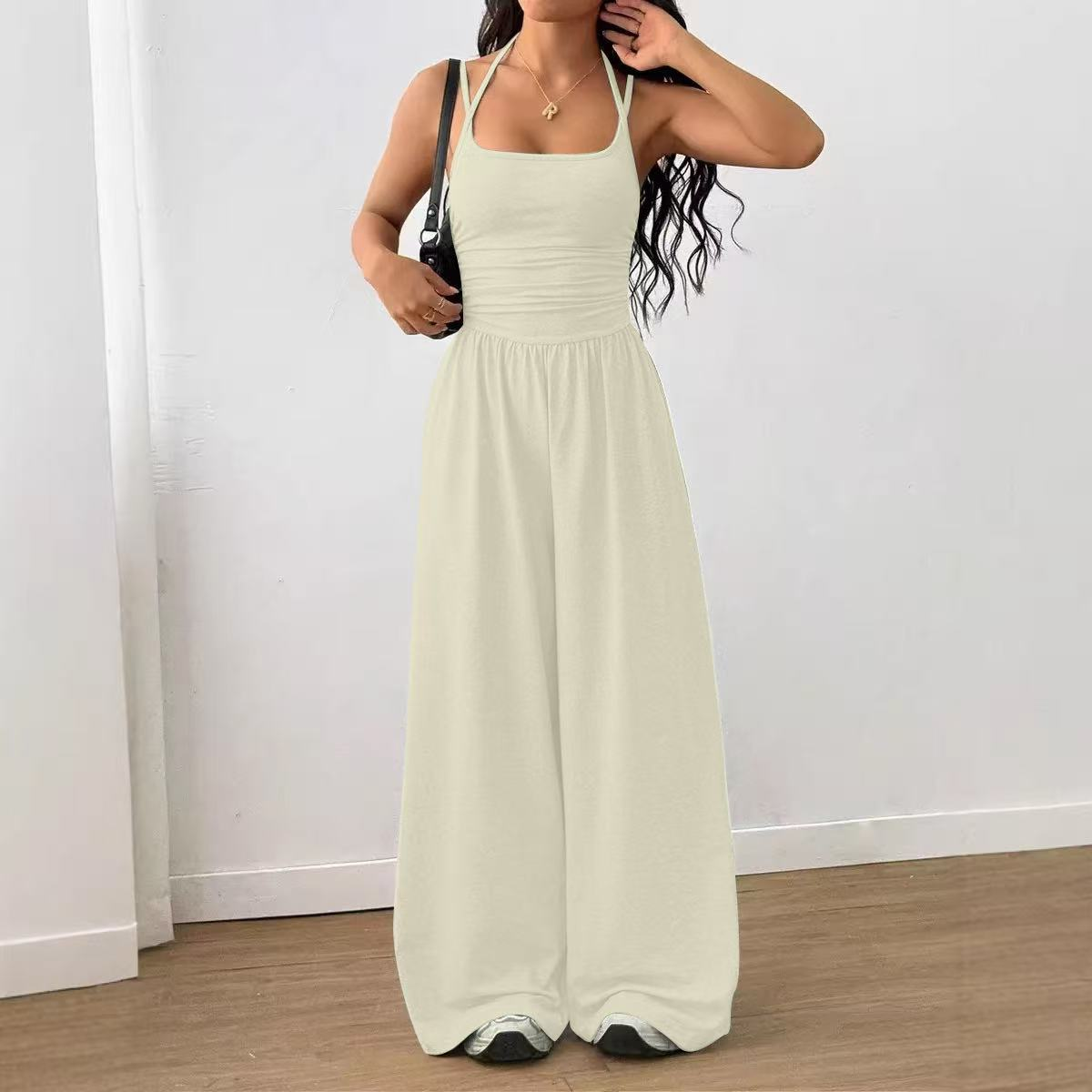 ☀️ Women's Summer Jumpsuit – Thin Straps, Fitted Waist, Wide Legs, Breathable and Slim Fit