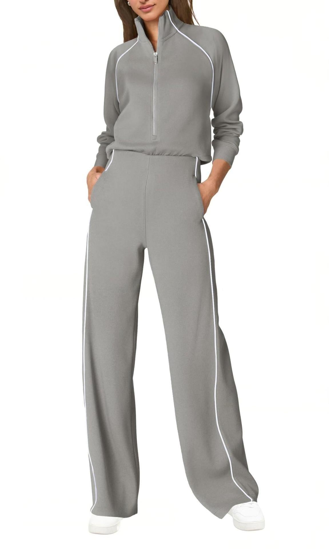 Everyday Pique Half-Zip Jumpsuit