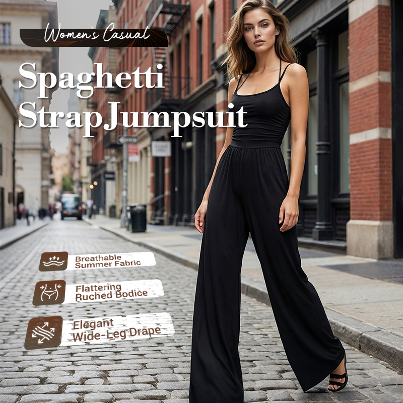 ☀️ Women's Summer Jumpsuit – Thin Straps, Fitted Waist, Wide Legs, Breathable and Slim Fit