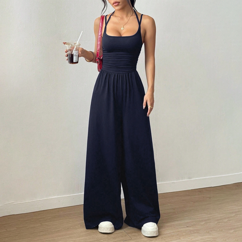 ☀️ Women's Summer Jumpsuit – Thin Straps, Fitted Waist, Wide Legs, Breathable and Slim Fit